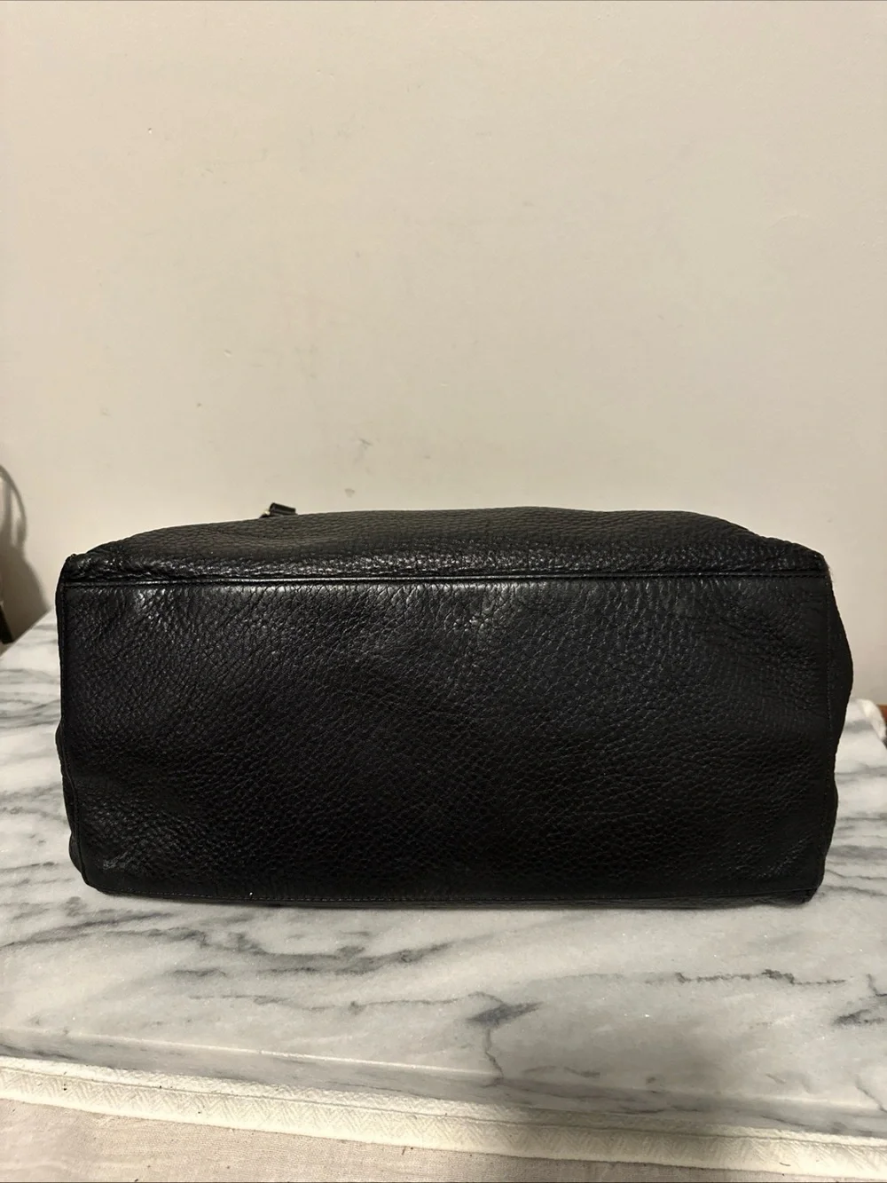 Tory Burch Black Pebbled Leather Logo Satchel